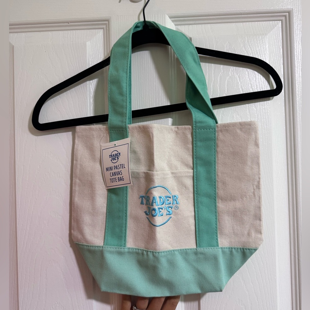 Trader Joe's viral mini pastel canvas tote bag